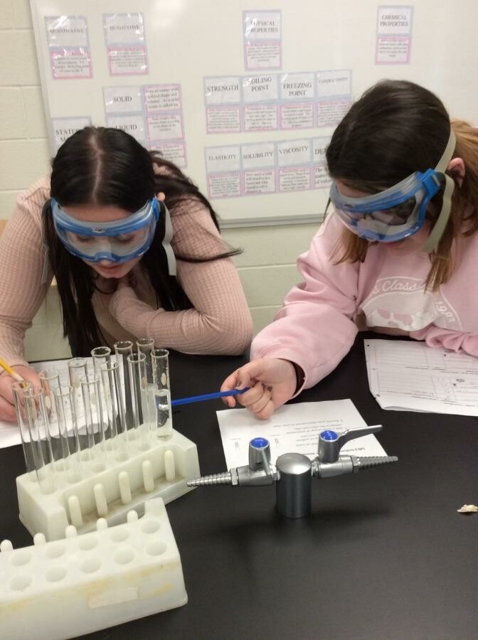 Students working with test tubes